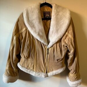Vintage Wilson’s Tan Suede Leather Adventure Bound Quilted Lining Bomber Jacket